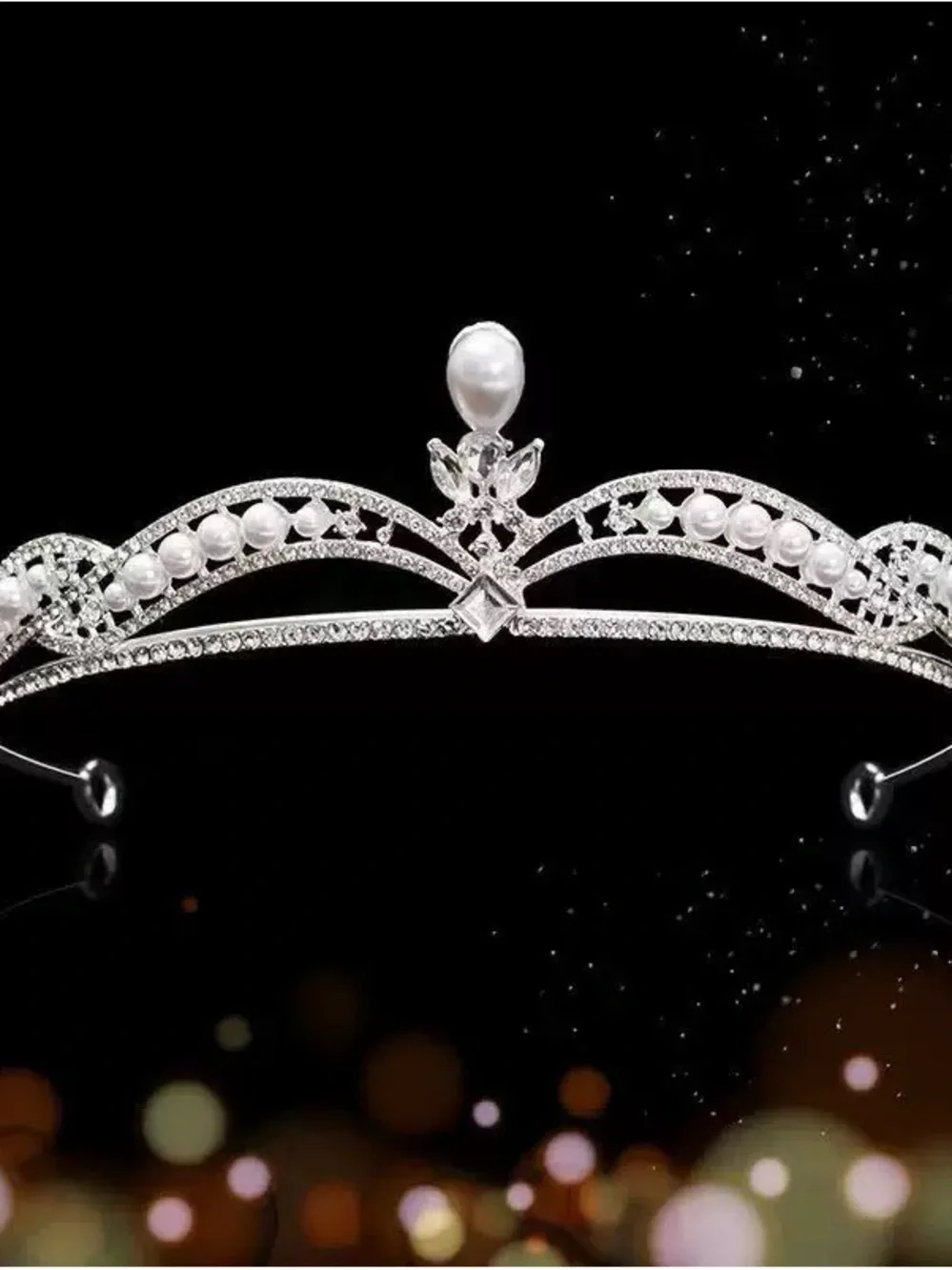 Silver Pearl & Crystal Bridal Tiara Headband